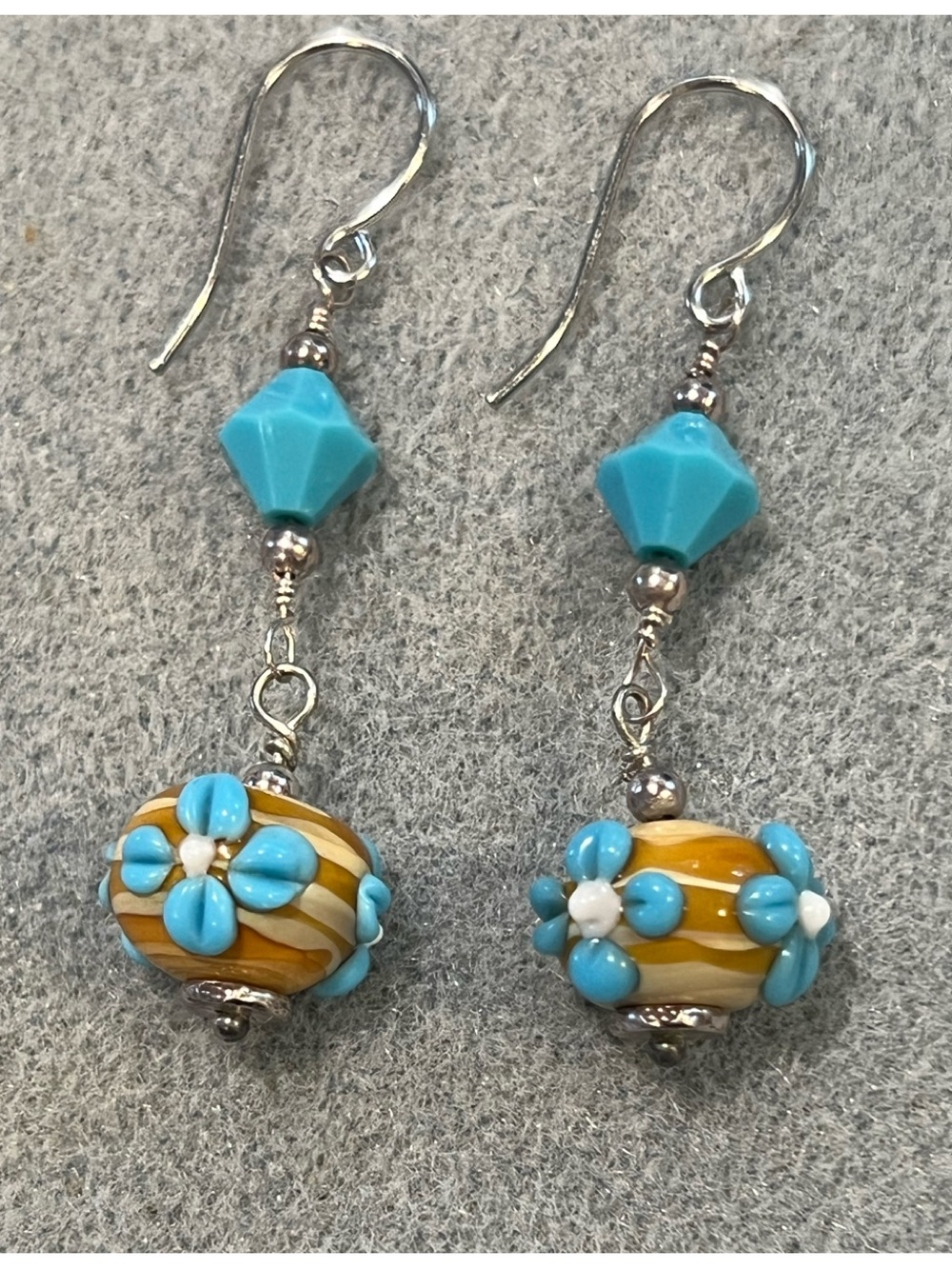 Handcrafted Lampwork glass and Swarovski Beads on SS earwires